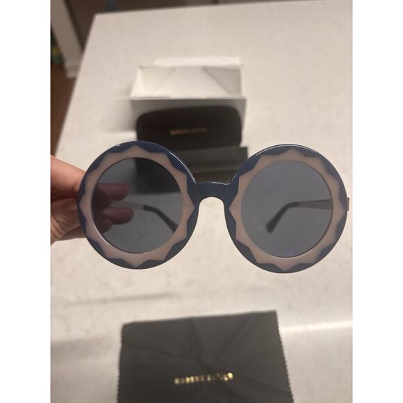 Linda Farrow X Markus Lepfer Round Navy Blue Pink Mirrored ML11 Sunglasses - Picture 1 of 11